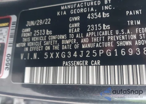 2023 Kia K5 Ex из США, поврежденный, VIN 5XXG34J25PG169386